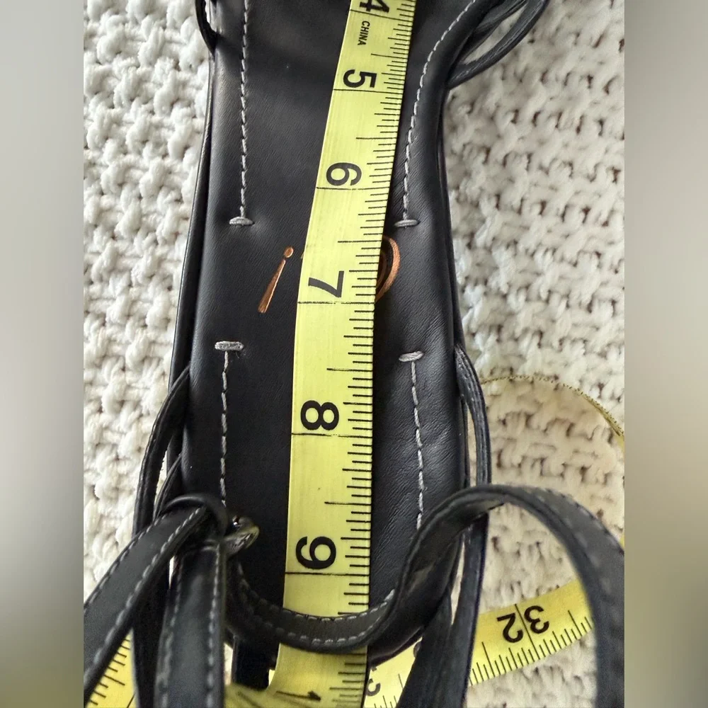 Oh! Leather Strappy Wedge Sandals Black Slingback Open Toe Approx Size 6
